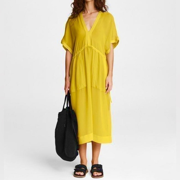 rag & bone elysse dress caftan light green sz xxs polyester chiffon + slip - Picture 1 of 16